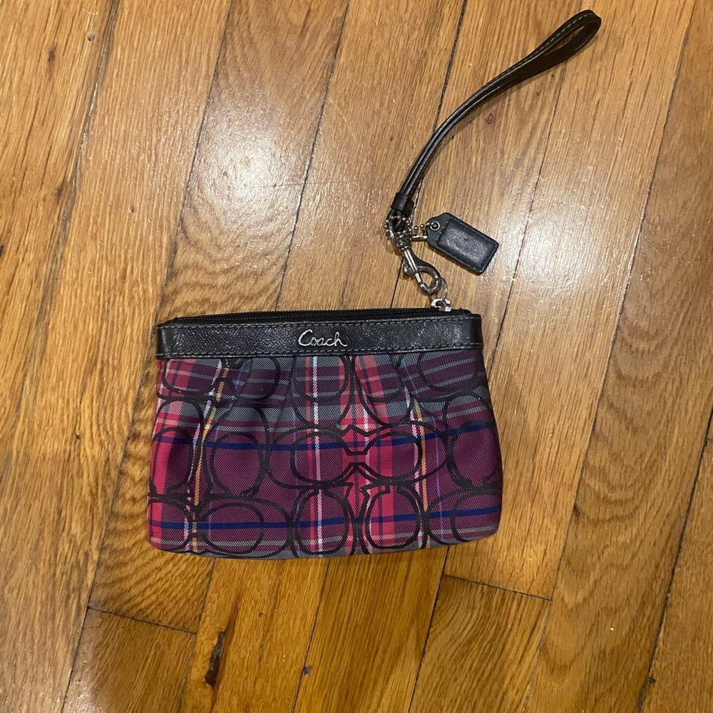 Authentic Coach Plaid Wristlet!